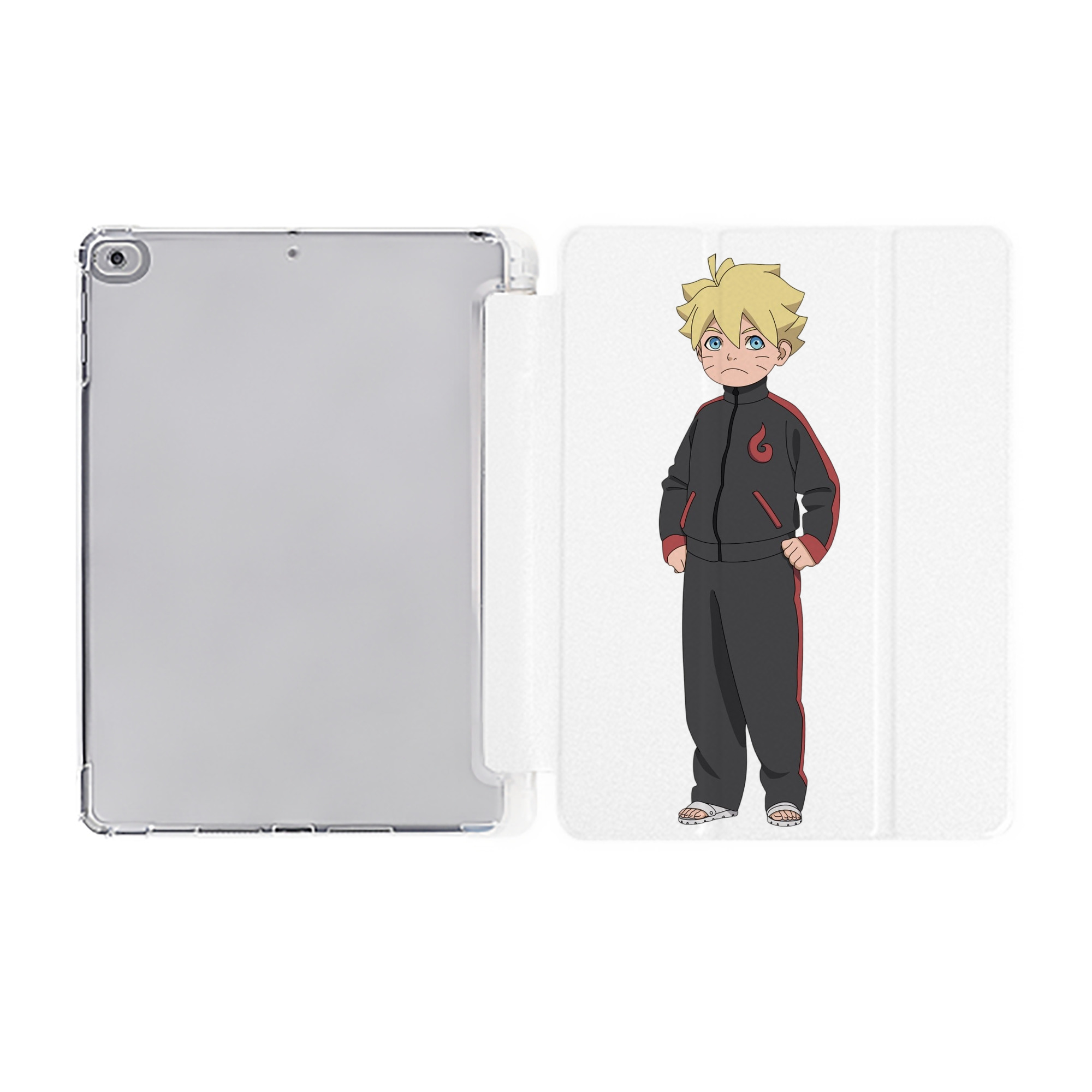 （画像用） NARUTO -ナルト- うずまき ボルト Uzumaki Boruto IPad ケース ペン収納付き 三つ折りスタンド PUレザー×シリコン 対応機種9.5/10.5/10.9インチ